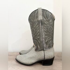 Vintage ACME Cowboy Boots Mens 9D Two Tone Gray Leather Western #4643